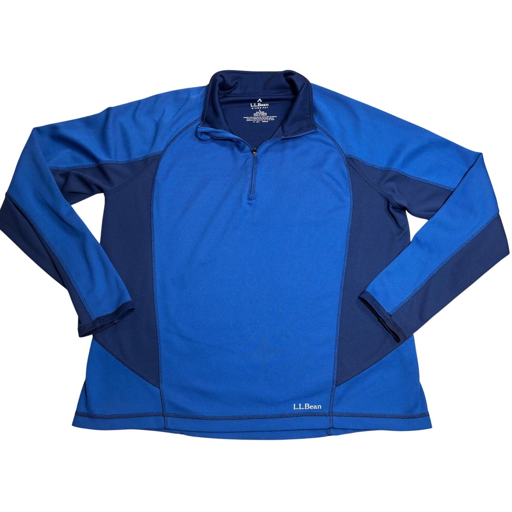 LL Bean Midweight Pullover Men's Blue Very Good 1/4 Zip Thumbhole OJUC6 Large